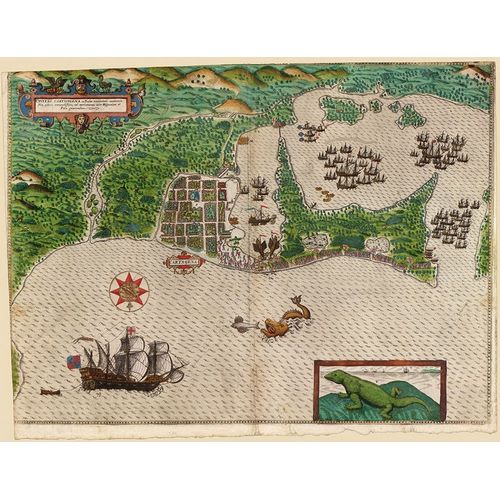 Vintage Maps 아티스트의 Sir Francis Drakes West Voyage to the West Indies 1589 작품