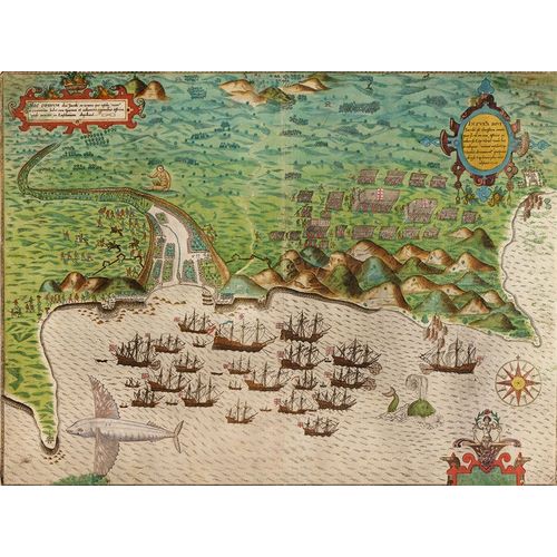 Vintage Maps 아티스트의 Sir Francis Drakes West Voyage to the West Indies Visits Guyana in Africa 1589 작품