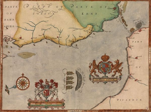 Vintage Maps 아티스트의 Spanish Expeditions to Invade England 1596 작품