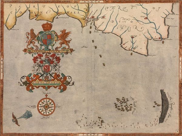 Vintage Maps 아티스트의 Spanish Expeditions to Invade England 1598 작품