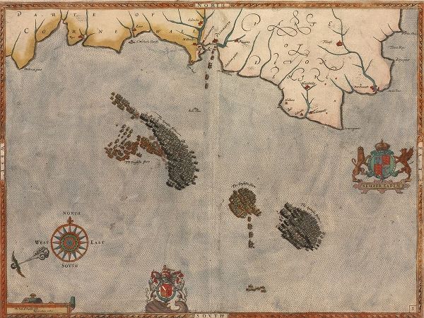 Vintage Maps 아티스트의 Spanish Expeditions to Invade England 1599 작품