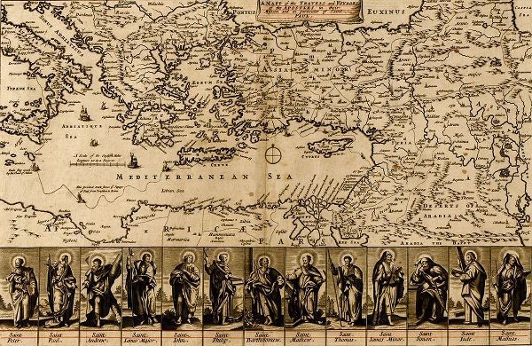 Vintage Maps 아티스트의 Map of the Travels and Voyages of the Apostles 작품