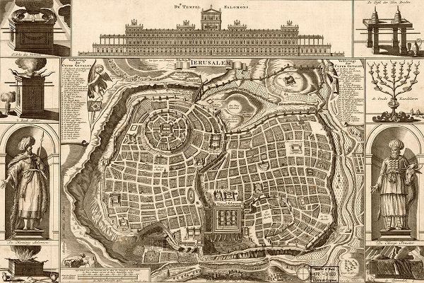 Vintage Maps 아티스트의 Jerusalem and Solomons Temple 작품