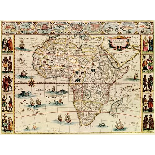 Vintage Maps 아티스트의 Africa 1666 with its peoples 작품