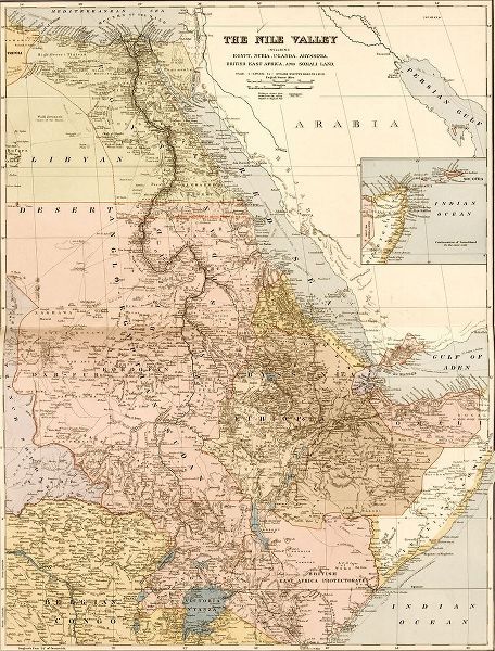 Vintage Maps 아티스트의 Nile River Valley 1910 작품