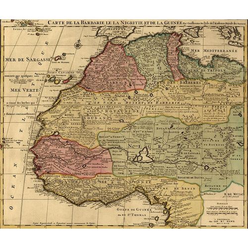 Vintage Maps 아티스트의 Barbary Black Africa and Guinee 1792 작품
