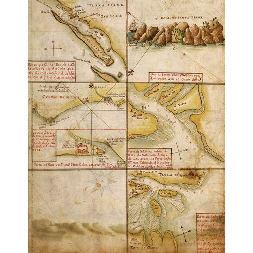Vintage Maps 아티스트의 Portuguese Navigational Map of Caribbean Ports 1630 작품
