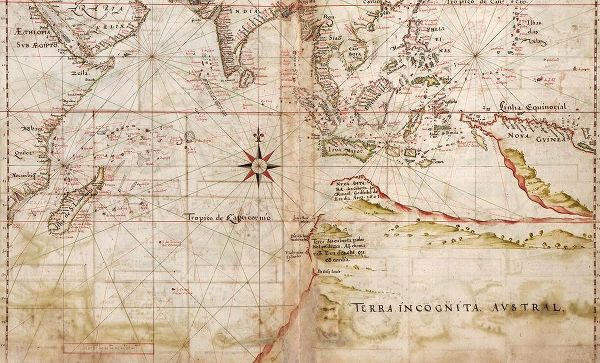 Vintage Maps 아티스트의 Navigational Map of the Indian Ocean 1630 작품