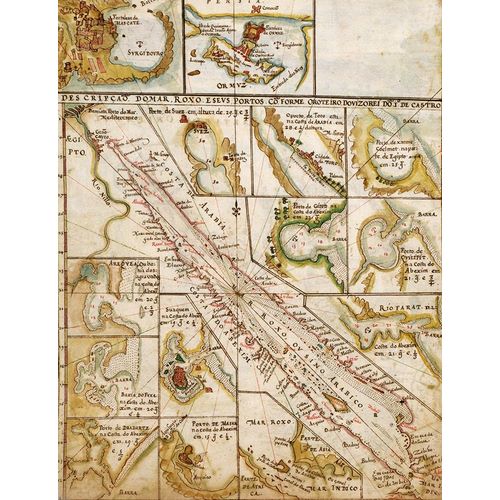 Vintage Maps 아티스트의 Portuguese Map of the Red Sea and The Middle east 1630 작품