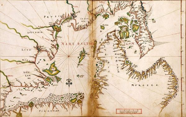 Vintage Maps 아티스트의 Baltic Sea in a Polar Projection 1630 작품