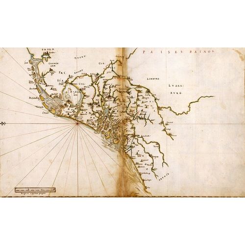 Vintage Maps 아티스트의 Portuguese map of The Low Countries 1630 작품