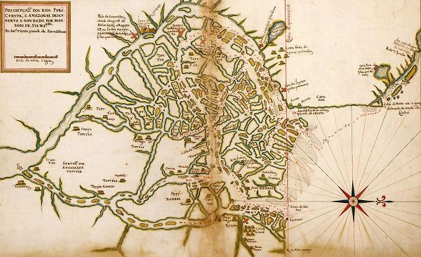 Vintage Maps 아티스트의 Portuguese Map of Brazils Amazon 1630 작품