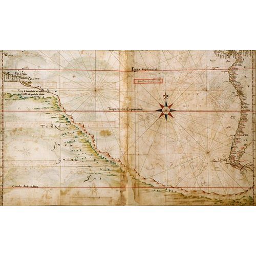 Vintage Maps 아티스트의 Portuguese map of the South Pacific 1630 작품