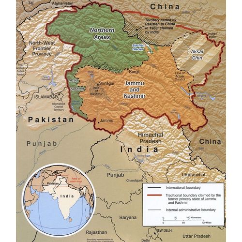 Vintage Maps 아티스트의 Disputed Area of Kashmir 2002 작품