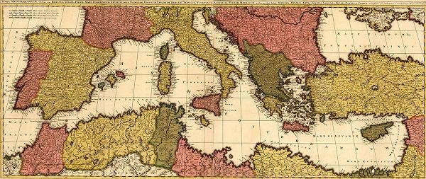 Vintage Maps 아티스트의 Mediterranean Sea 1695 작품