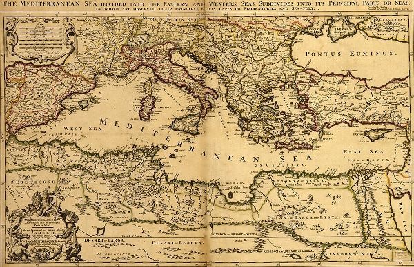 Vintage Maps 아티스트의 Mediterranean Divided into its Principal Parts 1685 작품