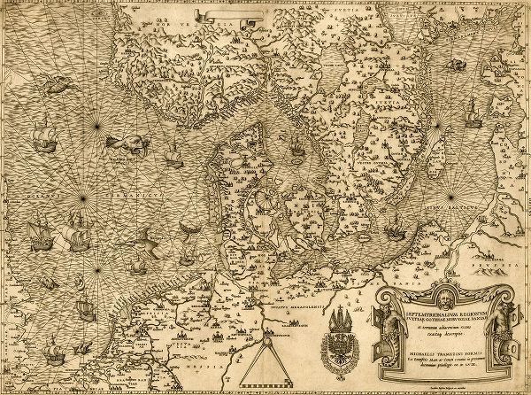 Vintage Maps 아티스트의 German Sea The North Sea with Scandiavia 1558 작품