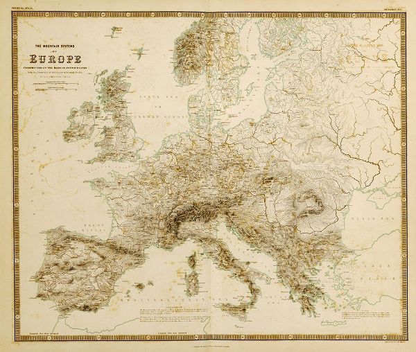 Vintage Maps 아티스트의 Mountain Systems of Europe 작품