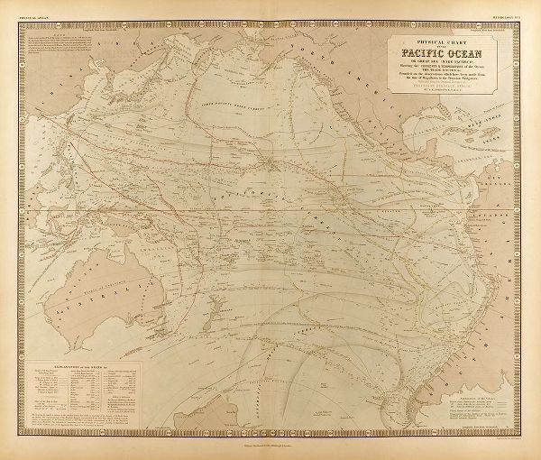 Vintage Maps 아티스트의 Physical Chart of the Pacific Ocean 작품