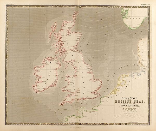 Vintage Maps 아티스트의 British Isles Waves High Water and Tides 작품