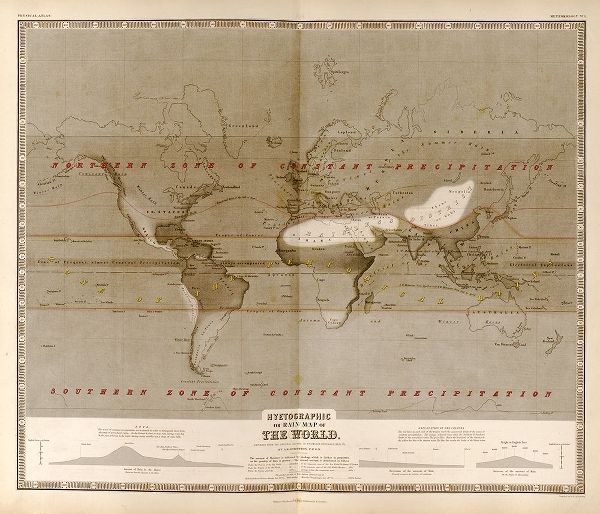 Vintage Maps 아티스트의 Hyetographic or Rain Map of the World 작품