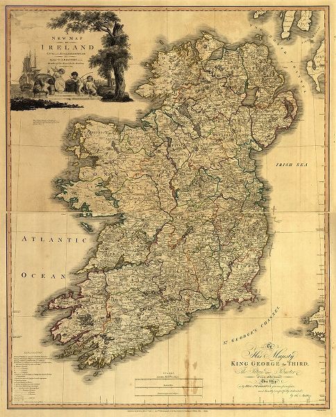 Vintage Maps 아티스트의 Memoir Map of Ireland 1797 작품