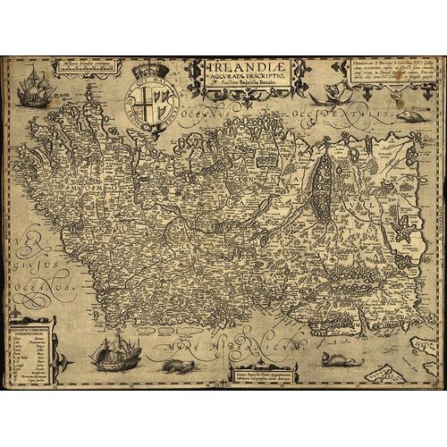 Vintage Maps 아티스트의 Hiberia or Ireland 1598 작품