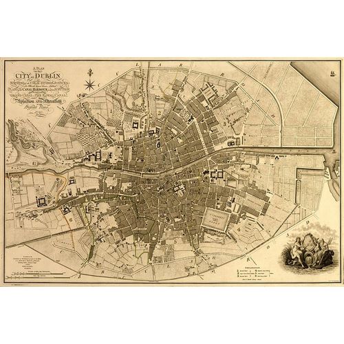 Vintage Maps 아티스트의 Ireland Dublin 1791 작품