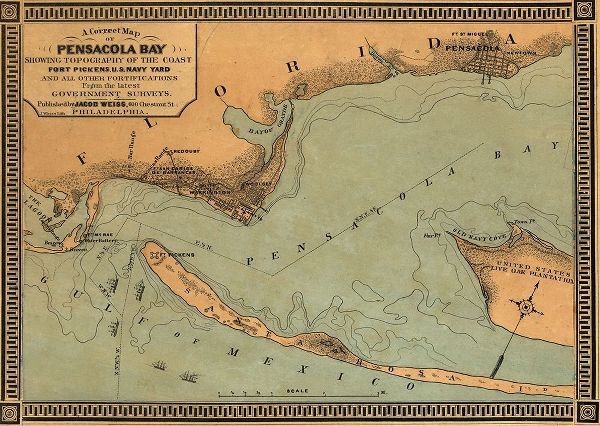 Vintage Maps 아티스트의 Pensacola Bay Florida  작품
