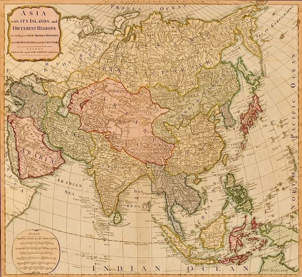 Vintage Maps 아티스트의 Asia 1799 According to Captain Cook 작품