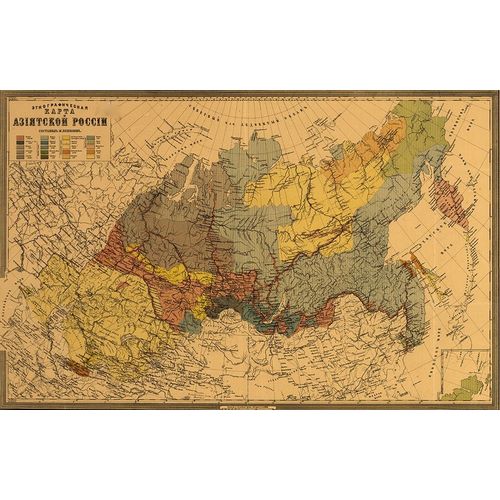 Vintage Maps 아티스트의 Ethnographic Map of Asiatic Russia 1870 작품