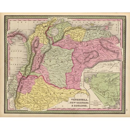 Vintage Maps 아티스트의 Venezuela New Grenada and Ecuador 1849 작품