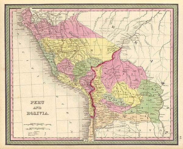 Vintage Maps 아티스트의 Peru and Bolivia 1849 작품