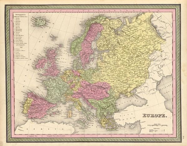 Vintage Maps 아티스트의 Europe 1849 작품