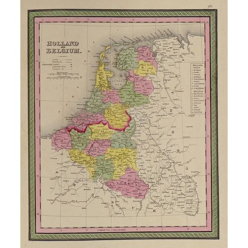 Vintage Maps 아티스트의 Holland and Belgium 1849 작품
