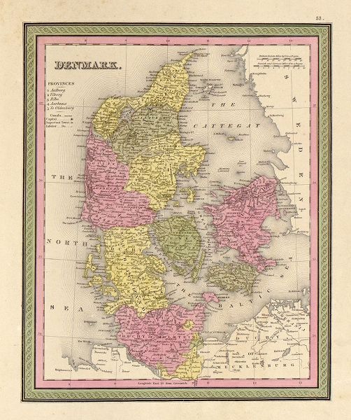 Vintage Maps 아티스트의 Denmark 1849 작품