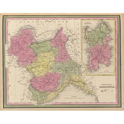 Vintage Maps 아티스트의 Sardinia 1849 작품