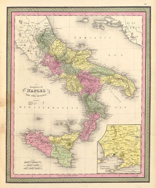 Vintage Maps 아티스트의 Naples and the Two Sicilies 1849 작품
