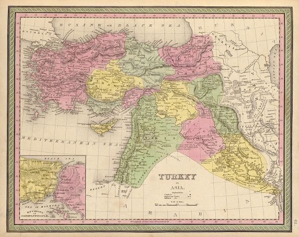 Vintage Maps 아티스트의 Turkey in Asia 1849 작품