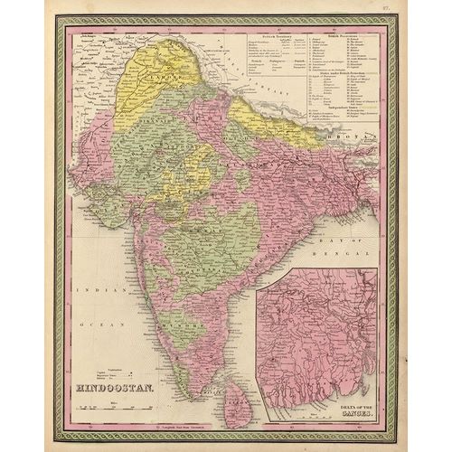 Vintage Maps 아티스트의 Hindustan 1849 작품