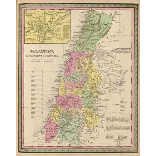 Vintage Maps 아티스트의 Palestine and Adjacent Countries 1849 작품