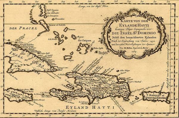 Vintage Maps 아티스트의 Haiti Santo Domingo and Hispaniola 1754 작품