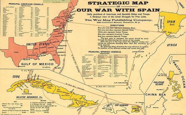 Vintage Maps 아티스트의 Strategic Map of Our War with Spain 1898 작품
