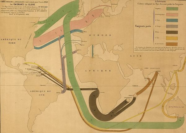 Vintage Maps 아티스트의 World Emigration Patterns 1862 작품
