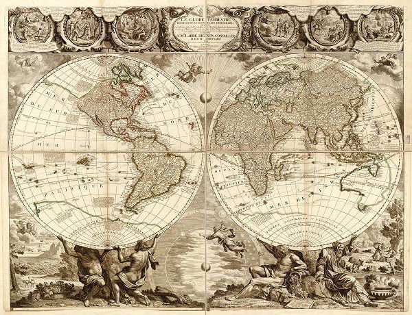Vintage Maps 아티스트의 Globe in 1708 World 작품