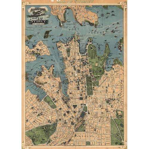 Vintage Maps 아티스트의 Aeroplane map of Sydney Australia 1922 작품