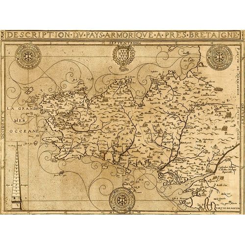 Vintage Maps 아티스트의 Bretaigne 1594 Brittany Coast 작품