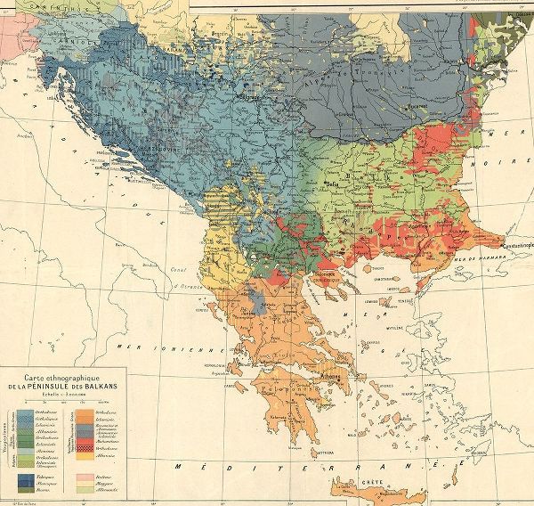 Vintage Maps 아티스트의 Ethnographic Map of the Balkan Peninsula 1918 작품