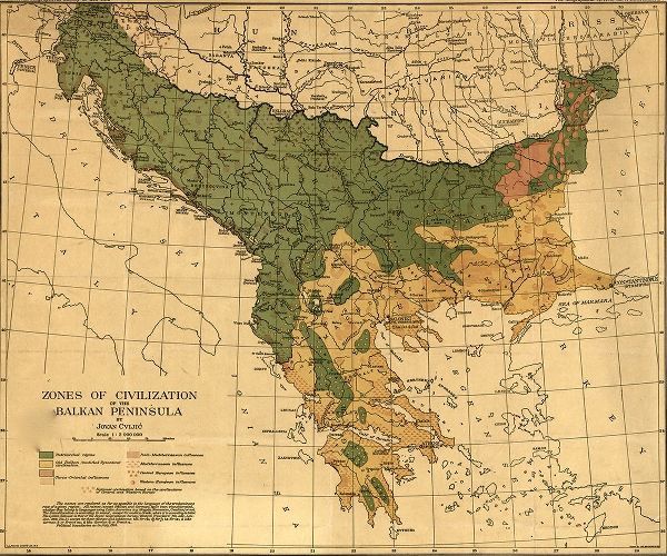Vintage Maps 아티스트의 Balkan Zones of Civilization 1918 작품