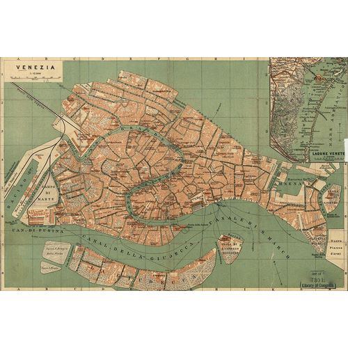 Vintage Maps 아티스트의 Venice Venezia 1886 작품